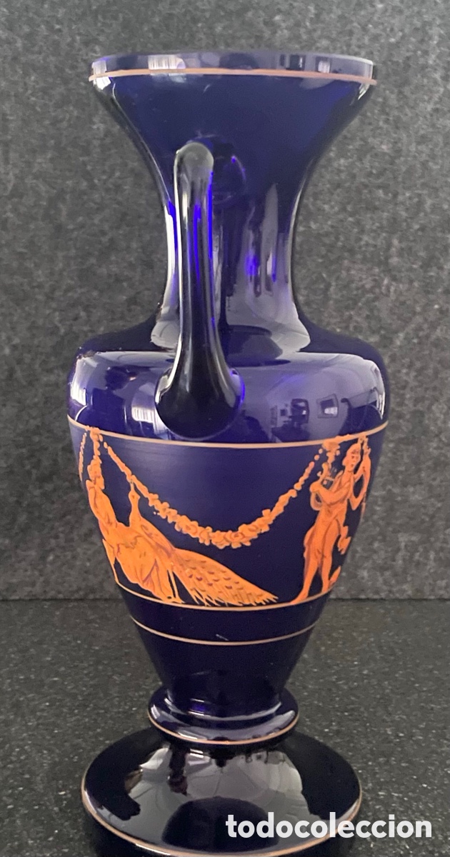 Antig&uuml;edades: FLORERO CRISTAL AZUL Y CORAL - Foto 14
