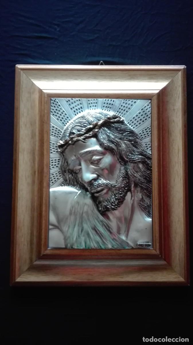 Antig&uuml;edades: CUADRO ROSTRO CRISTO (BA&Ntilde;ADO EN PLATA) - Foto 1
