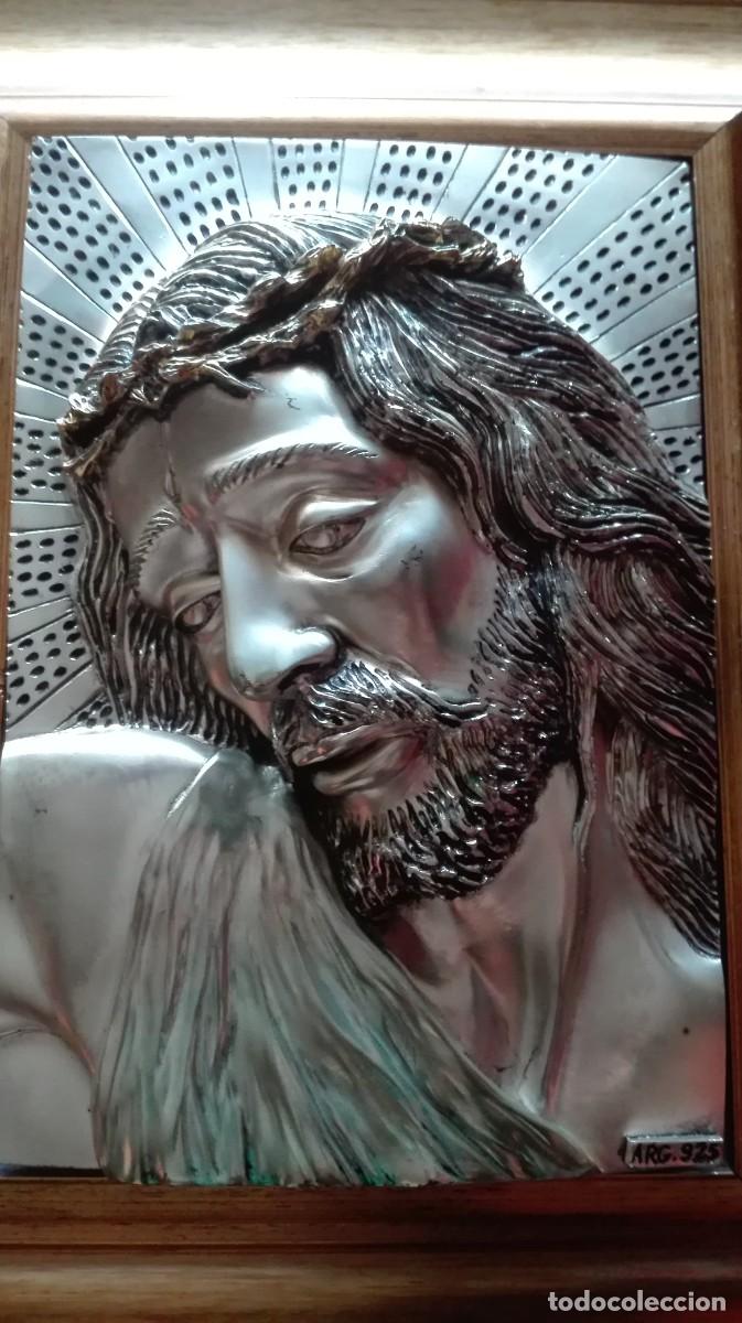 Antig&uuml;edades: CUADRO ROSTRO CRISTO (BA&Ntilde;ADO EN PLATA) - Foto 2