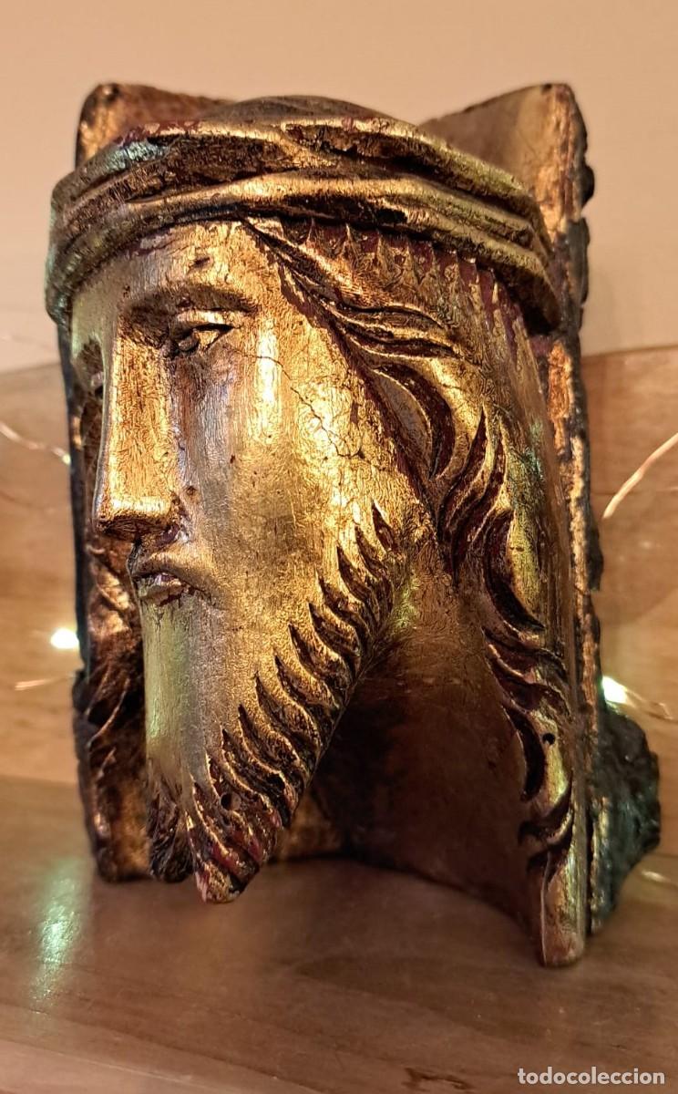 Antig&uuml;edades: Busto de Cristo Jes&uacute;s Tallado en Madera - Foto 1