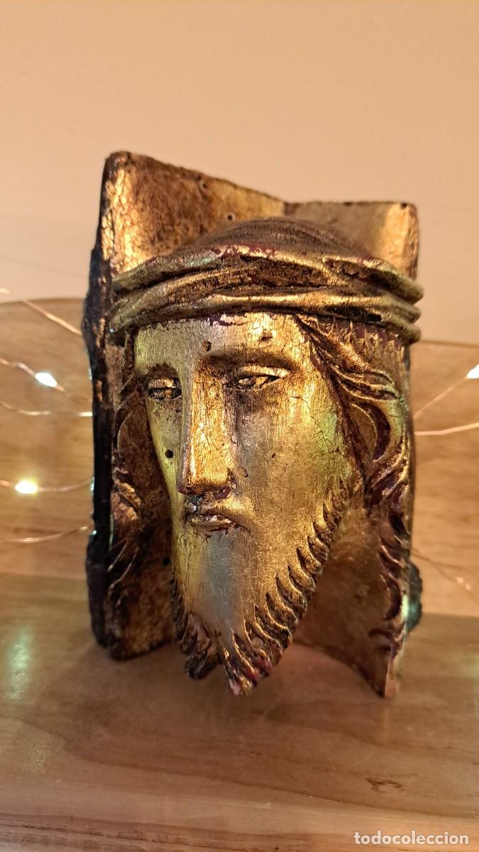 Antig&uuml;edades: Busto de Cristo Jes&uacute;s Tallado en Madera - Foto 2
