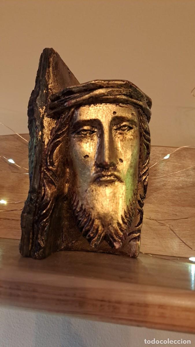 Antig&uuml;edades: Busto de Cristo Jes&uacute;s Tallado en Madera - Foto 3