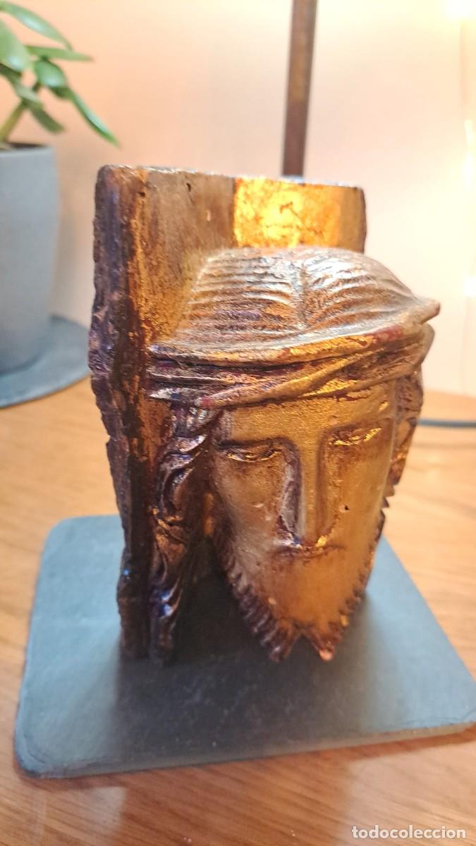 Antig&uuml;edades: Busto de Cristo Jes&uacute;s Tallado en Madera - Foto 4