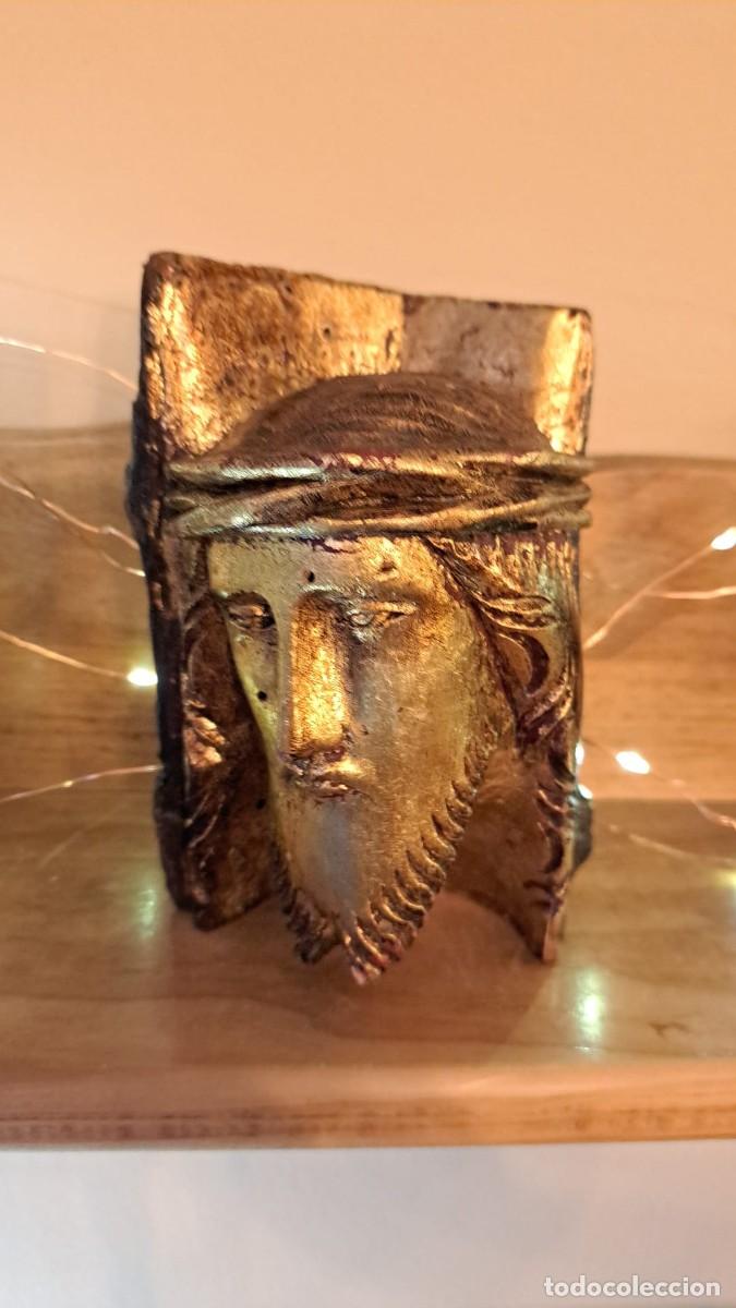 Antig&uuml;edades: Busto de Cristo Jes&uacute;s Tallado en Madera - Foto 5