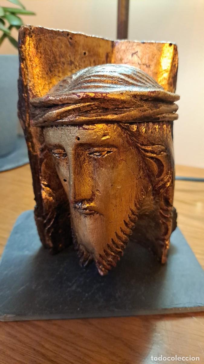 Antig&uuml;edades: Busto de Cristo Jes&uacute;s Tallado en Madera - Foto 6
