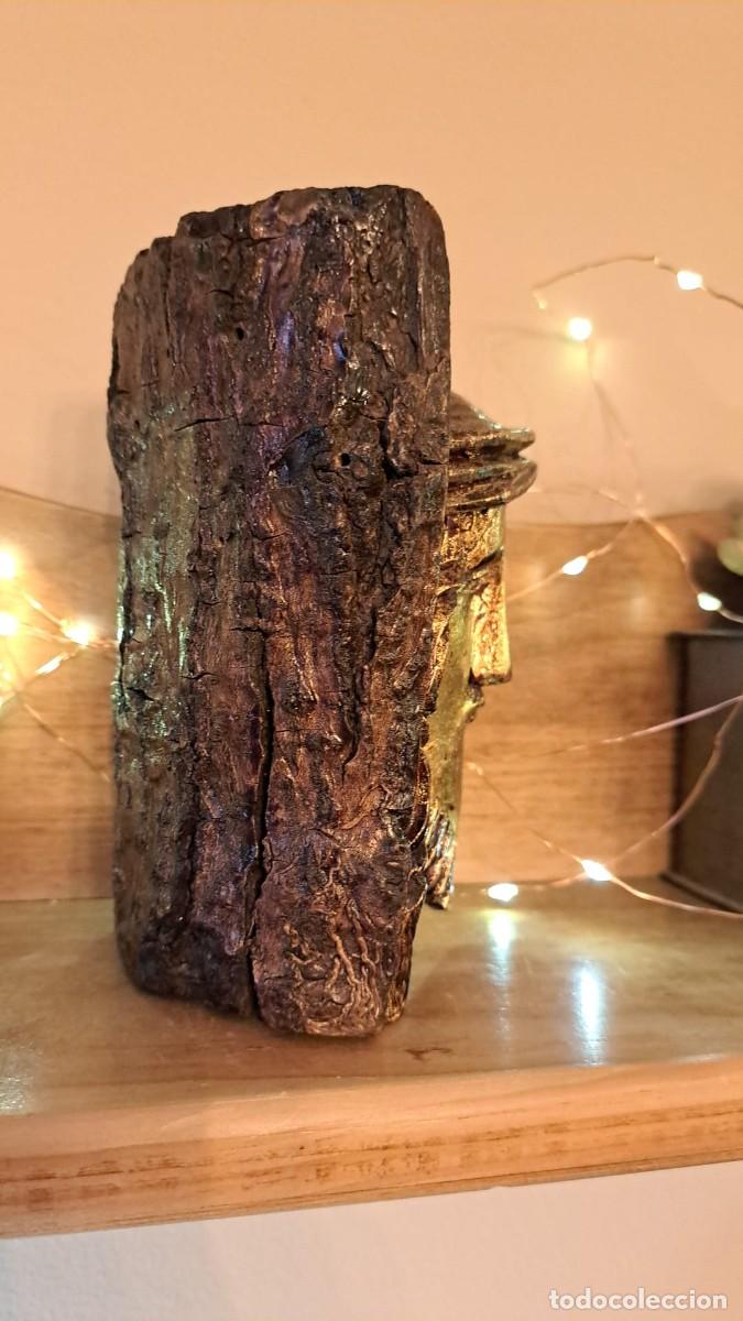 Antig&uuml;edades: Busto de Cristo Jes&uacute;s Tallado en Madera - Foto 7