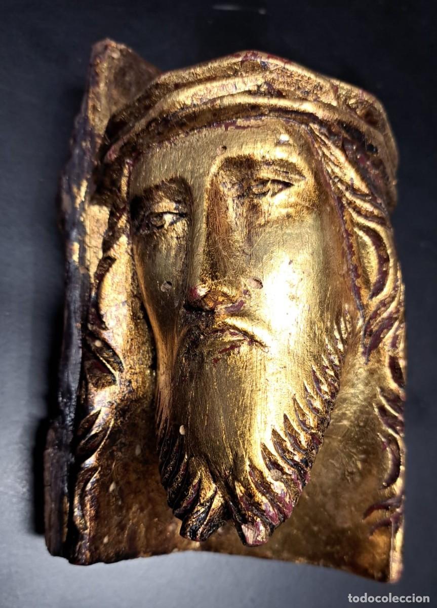 Antig&uuml;edades: Busto de Cristo Jes&uacute;s Tallado en Madera - Foto 8