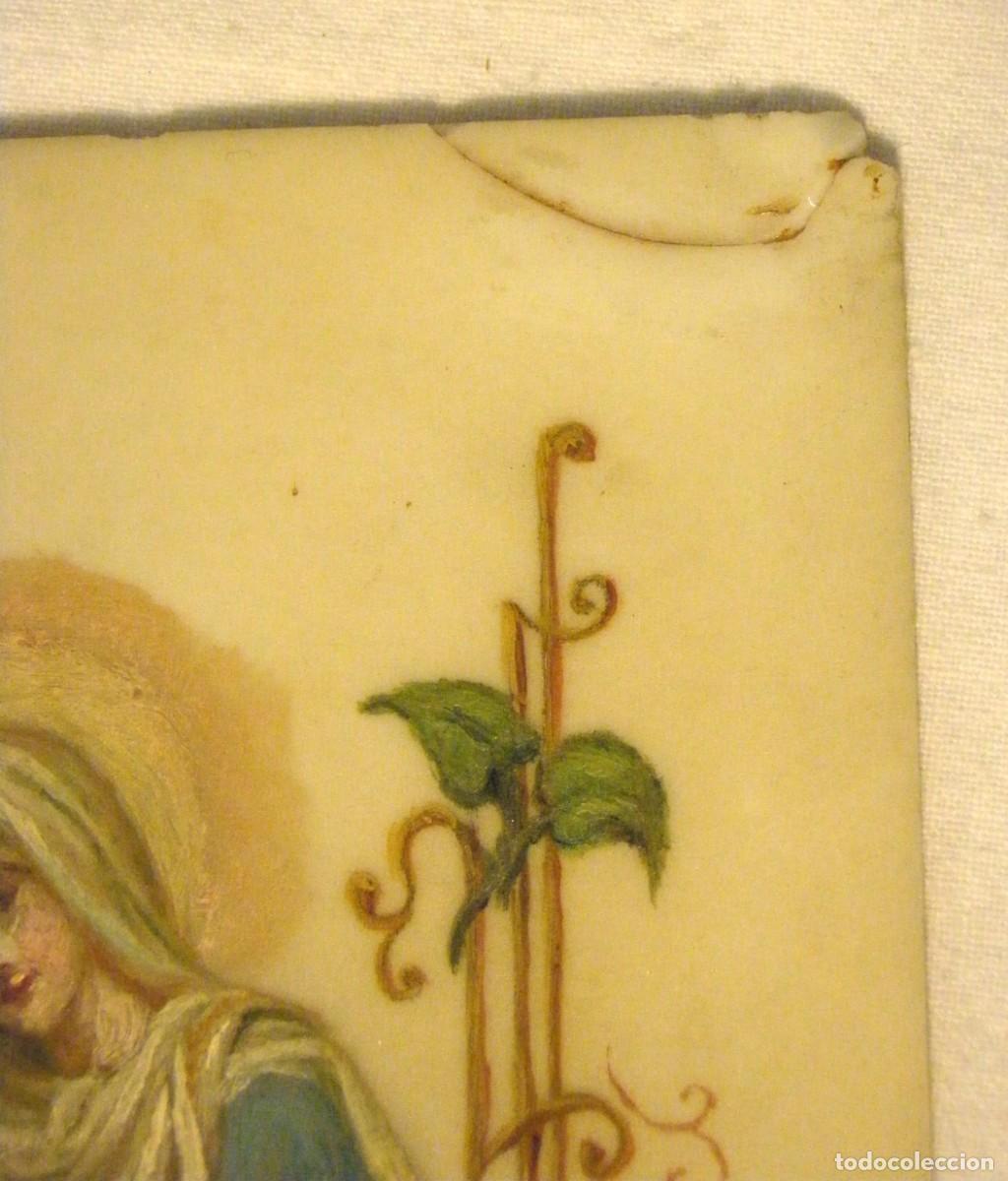 Antig&uuml;edades: PLACA DE OPALINA PINTADA A MANO CON VIRGEN Y NI&Ntilde;O - Foto 4