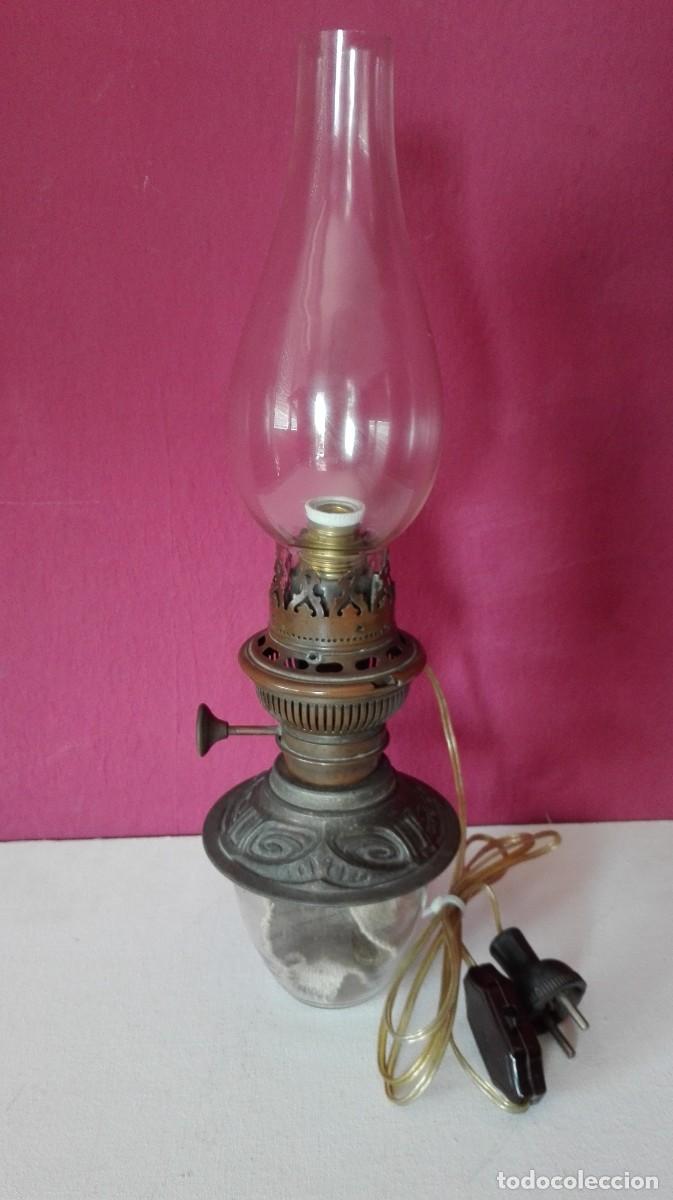 Antig&uuml;edades: ANTIGUO QUINQUE ADAPTADO PARA LUZ - Foto 1