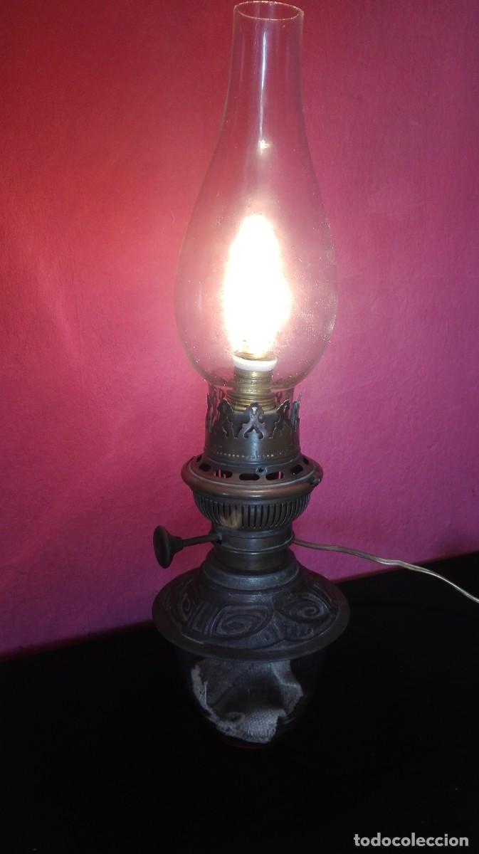 Antig&uuml;edades: ANTIGUO QUINQUE ADAPTADO PARA LUZ - Foto 2