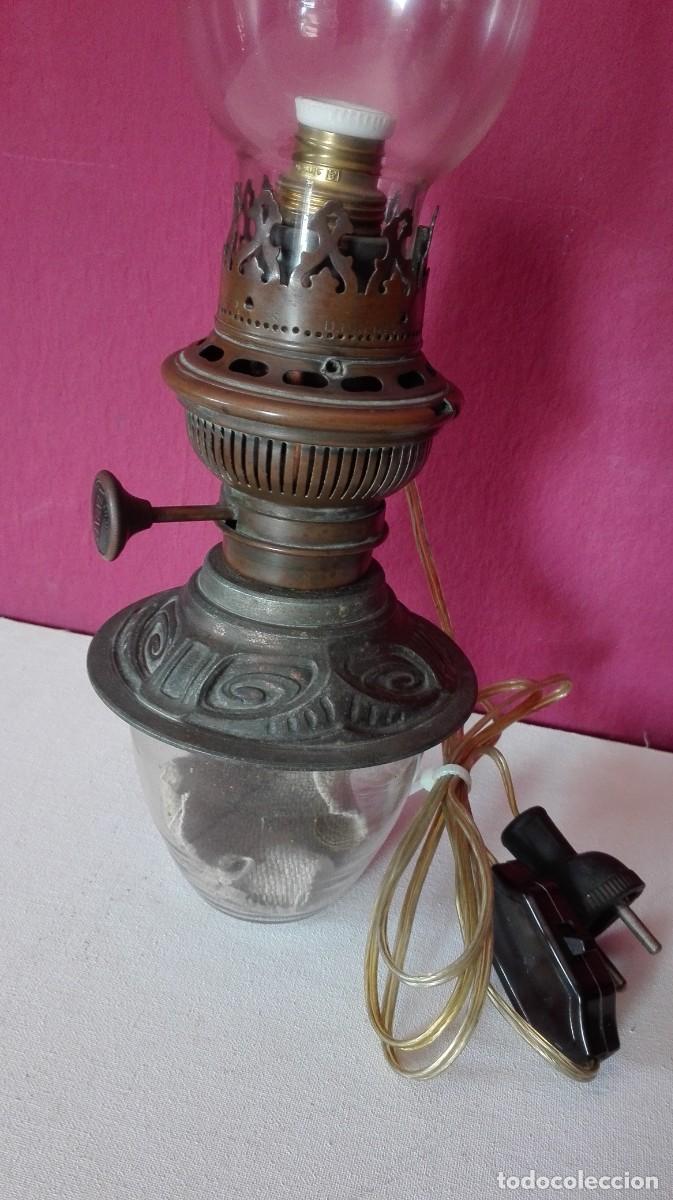 Antig&uuml;edades: ANTIGUO QUINQUE ADAPTADO PARA LUZ - Foto 3