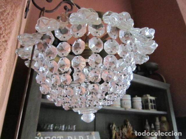 Antig&uuml;edades: Lampara de techo bronce y criatal - Foto 1