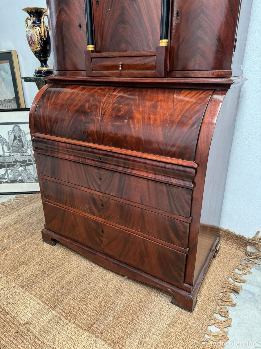Antig&uuml;edades: Excepcional mueble escritorio abatible chapado en caoba - Foto 3