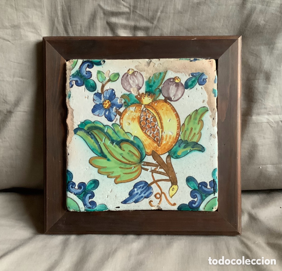 Antig&uuml;edades: Antiguo azulejo enmarcado - Foto 1