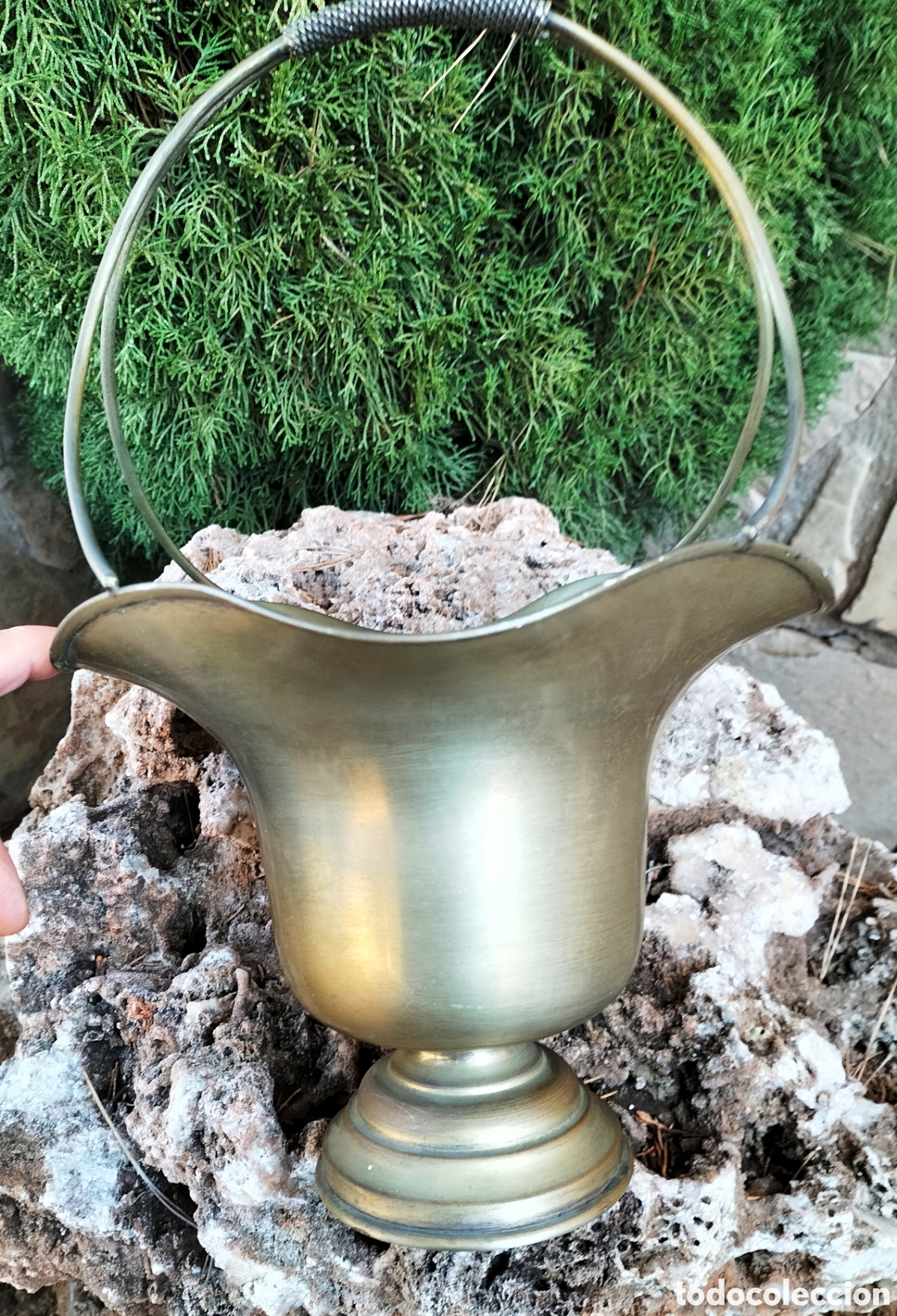 Antig&uuml;edades: CENTRO DE MESA - CESTA DE ALPACA - PARA FLOR SECA - SELLADA - - Foto 5