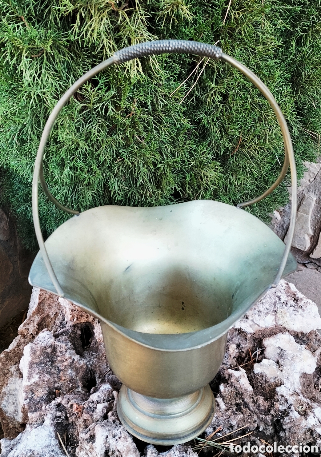 Antig&uuml;edades: CENTRO DE MESA - CESTA DE ALPACA - PARA FLOR SECA - SELLADA - - Foto 6