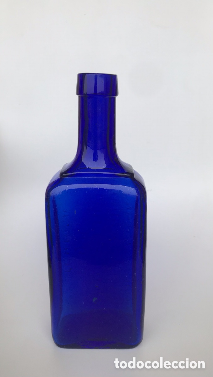 Antig&uuml;edades: ANTIGUA BOTELLA DE COBALTO AZUL - Foto 3