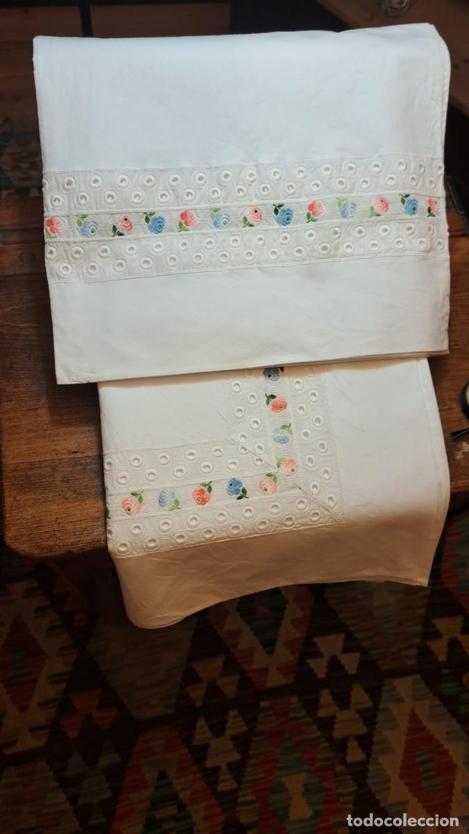 Antig&uuml;edades: Sabana y Funda Almohada Algod&oacute;n Viuda de Tolra - Foto 1