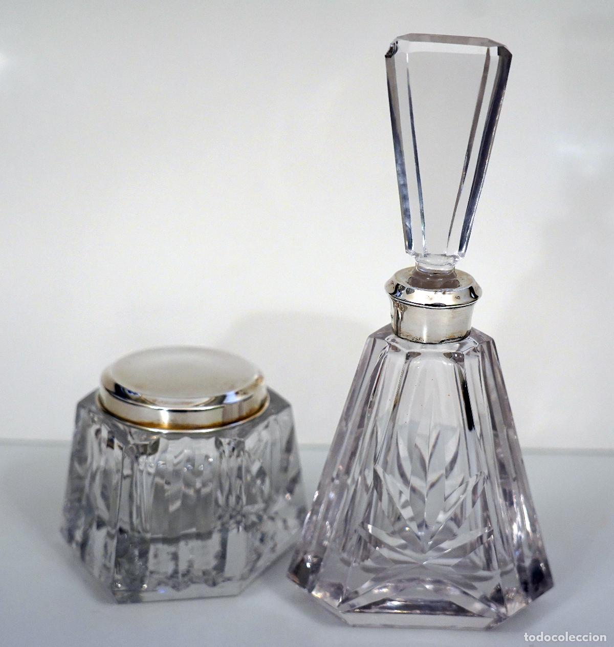 Antig&uuml;edades: frasco y tarro de cristal tallado - Foto 1