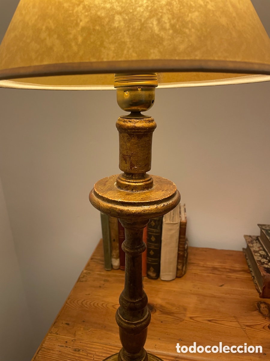Antig&uuml;edades: LAMPARA SOBREMESA CANDELABRO PAN DE ORO - Foto 4