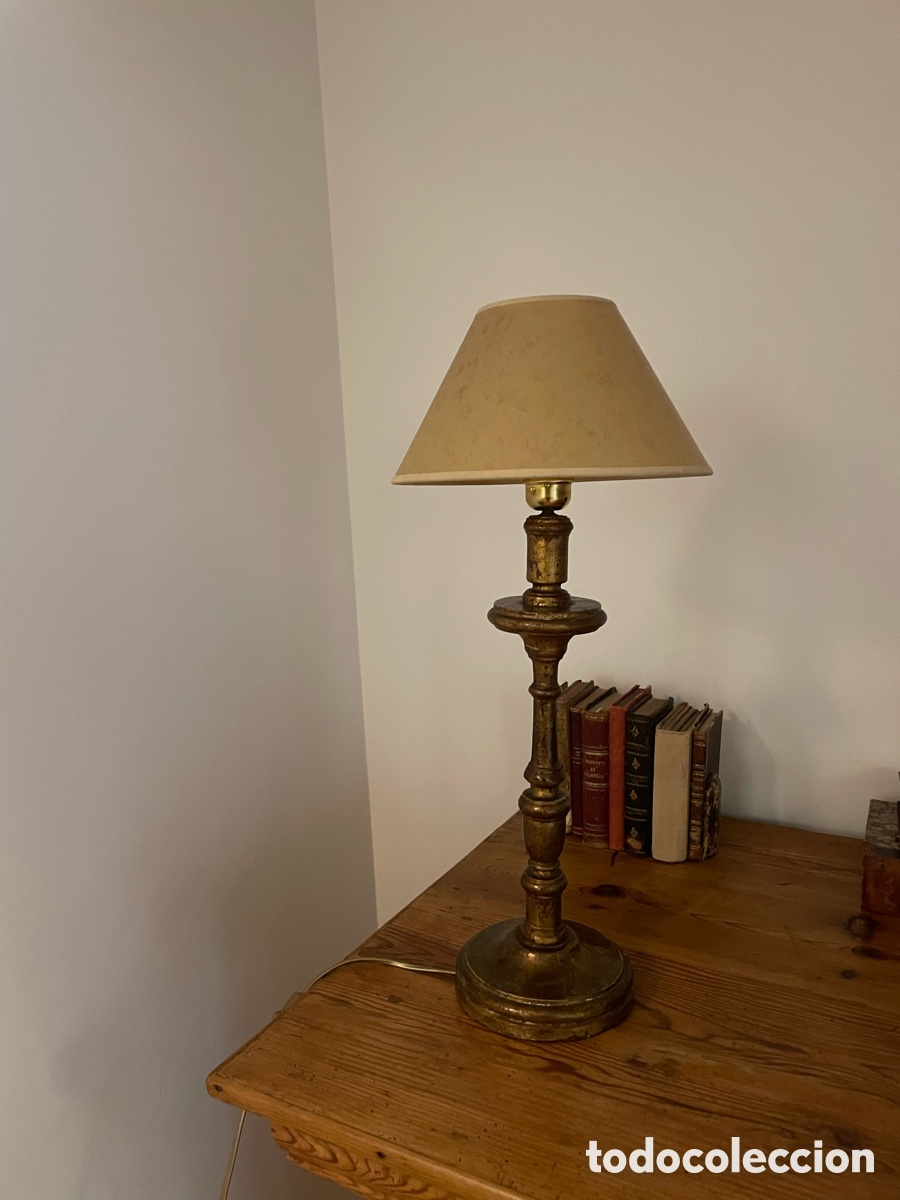 Antig&uuml;edades: LAMPARA SOBREMESA CANDELABRO PAN DE ORO - Foto 5