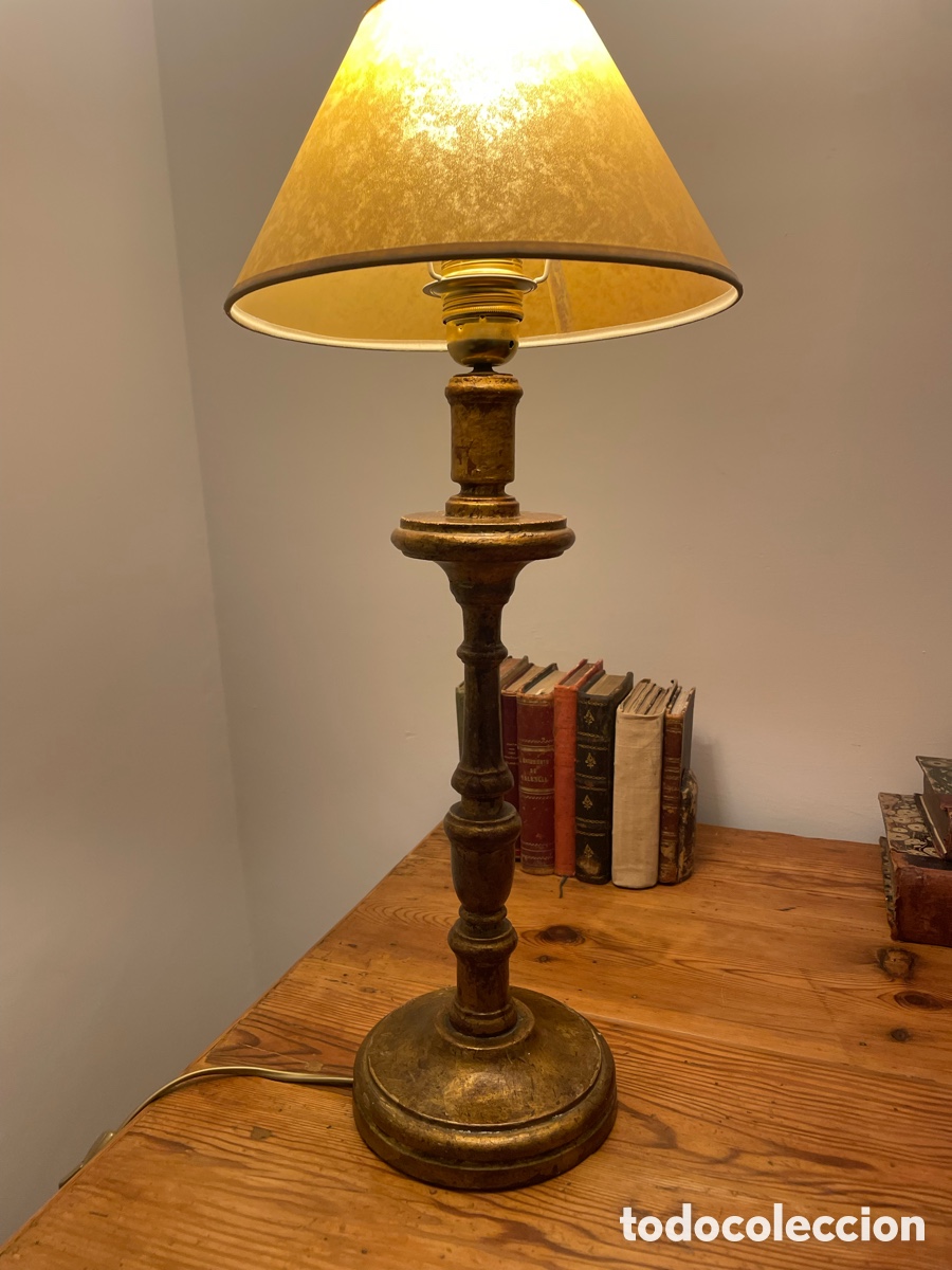 Antig&uuml;edades: LAMPARA SOBREMESA CANDELABRO PAN DE ORO - Foto 6