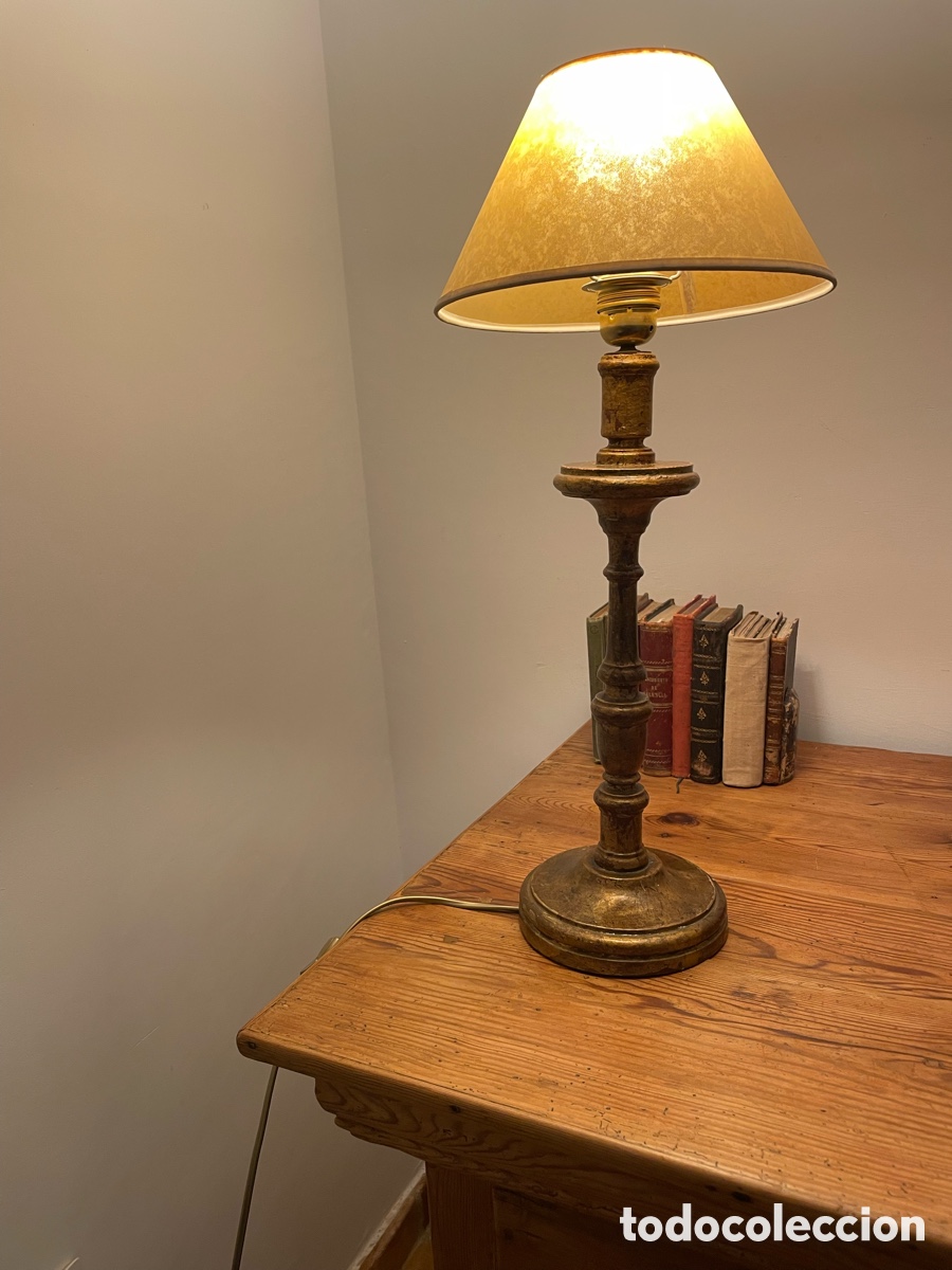 Antig&uuml;edades: LAMPARA SOBREMESA CANDELABRO PAN DE ORO - Foto 7