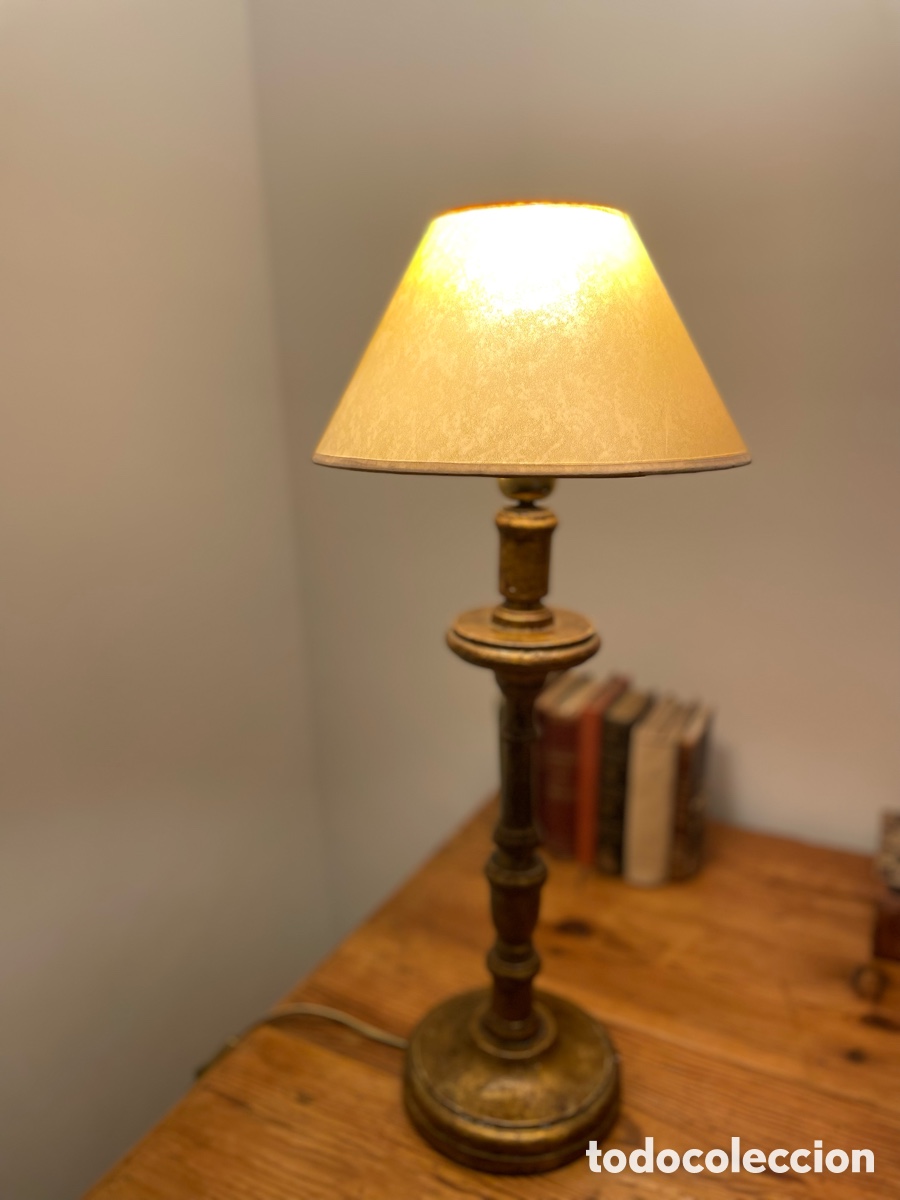 Antig&uuml;edades: LAMPARA SOBREMESA CANDELABRO PAN DE ORO - Foto 8