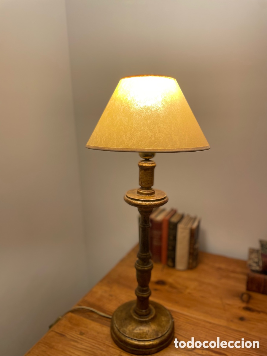 Antig&uuml;edades: LAMPARA SOBREMESA CANDELABRO PAN DE ORO - Foto 1