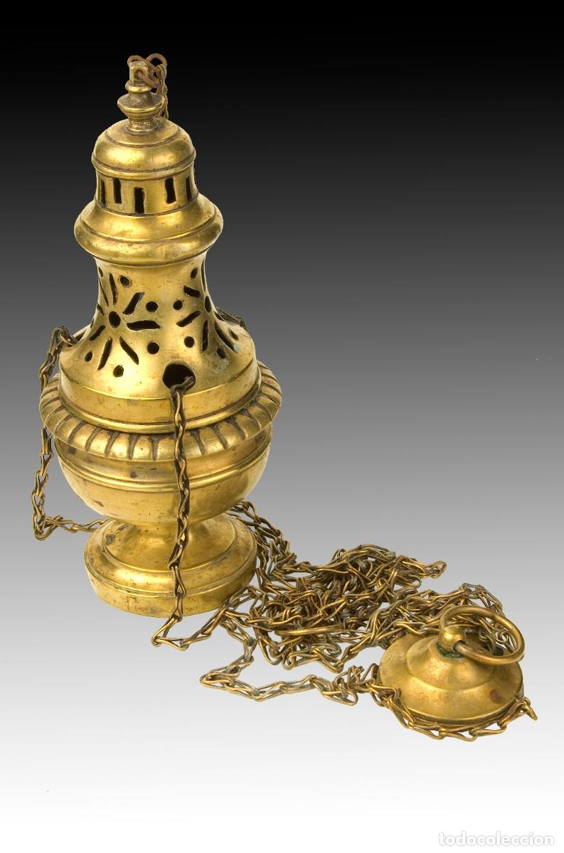 Antig&uuml;edades: Incensario. Bronce. Siglo XIX. - Foto 1
