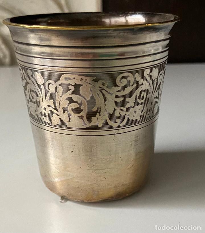 Antig&uuml;edades: 194.- Baso de agua plateado. Marcas - Foto 3