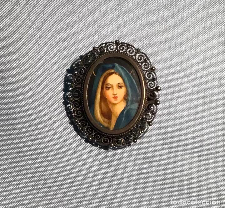 Antig&uuml;edades: MINIATURA ESMALTE Y BROCHE DE PLATA - Foto 2