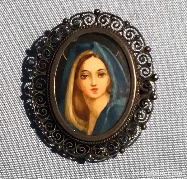 Antig&uuml;edades: MINIATURA ESMALTE Y BROCHE DE PLATA - Foto 1