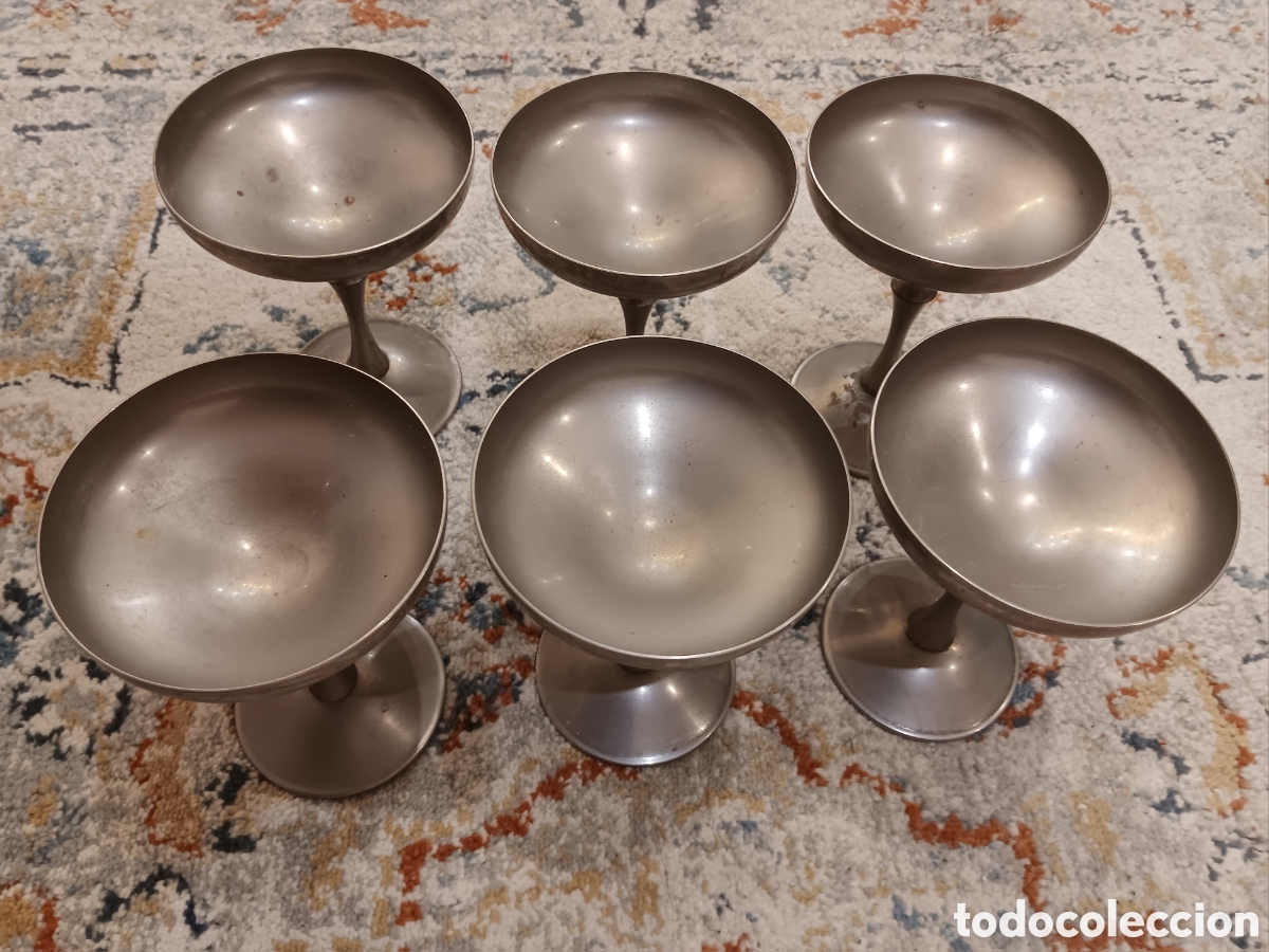 Antig&uuml;edades: Conjunto de 6 copas de champagne. BALERO SILVER PLATED - Foto 3