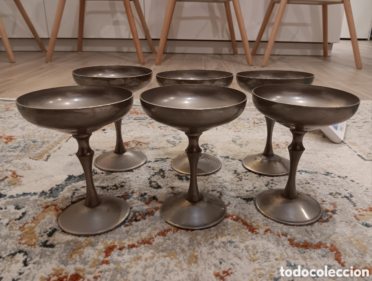 Antig&uuml;edades: Conjunto de 6 copas de champagne. BALERO SILVER PLATED - Foto 2