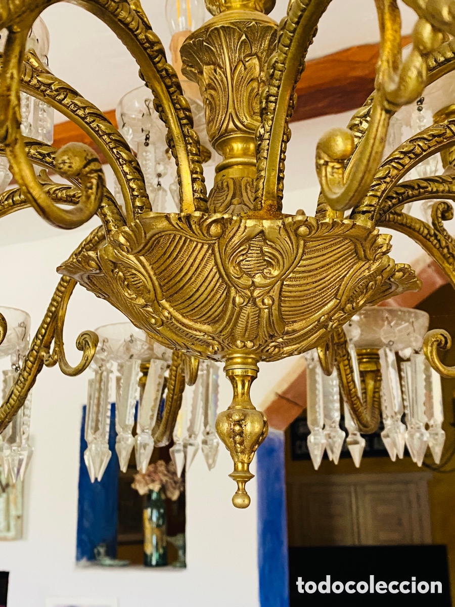 Antig&uuml;edades: Gran l&aacute;mpara de bronce antigua - Foto 2