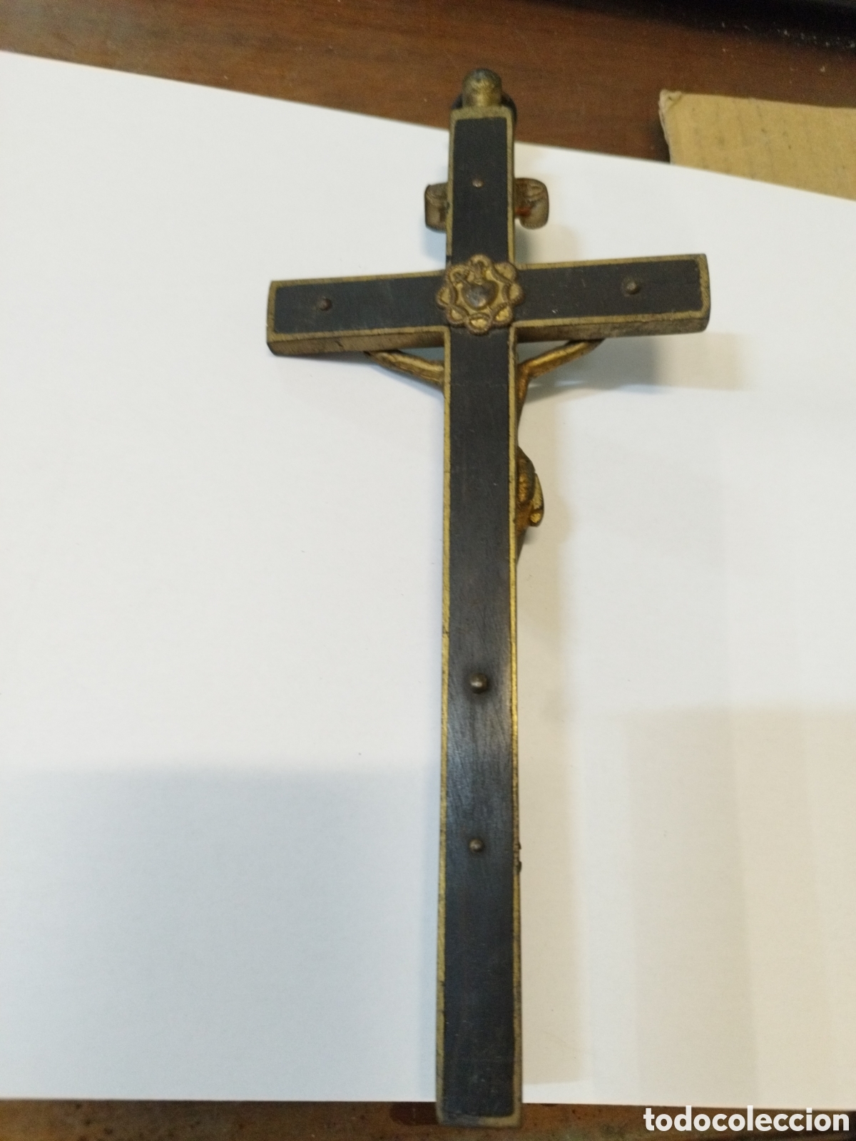 Antig&uuml;edades: Cruz antigua de Bronce. Siglo XIX. - Foto 2