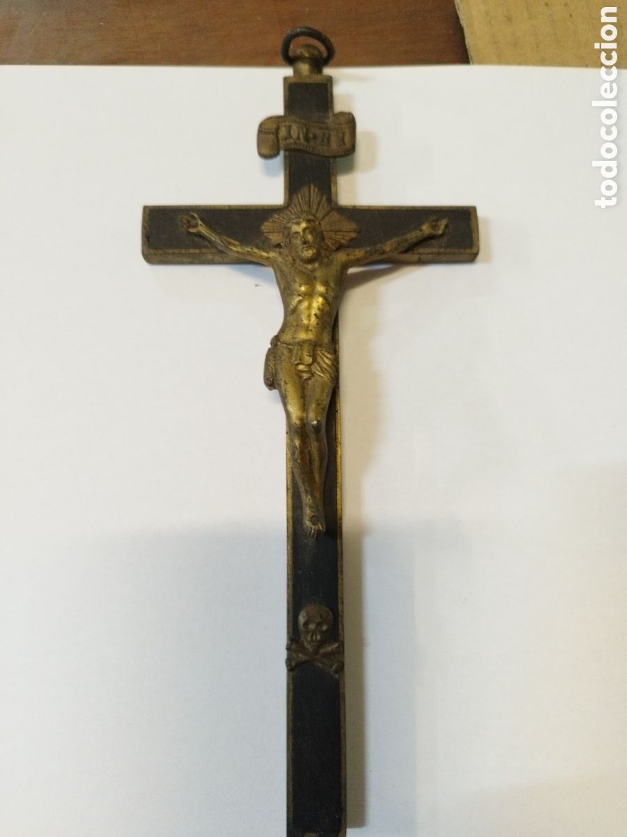 Antig&uuml;edades: Cruz antigua de Bronce. Siglo XIX. - Foto 1