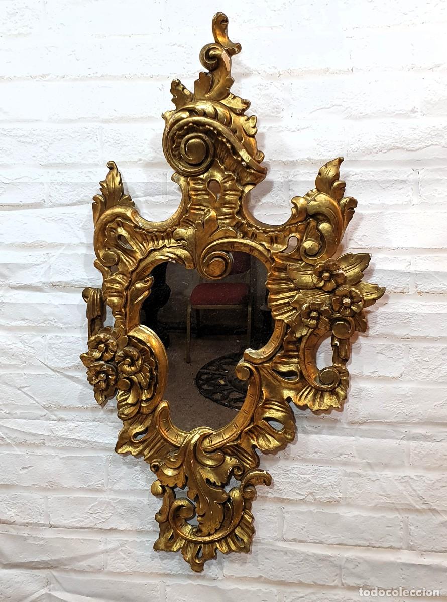 Antig&uuml;edades: Antigua cornucopia talla en madera con pan de oro - Foto 1