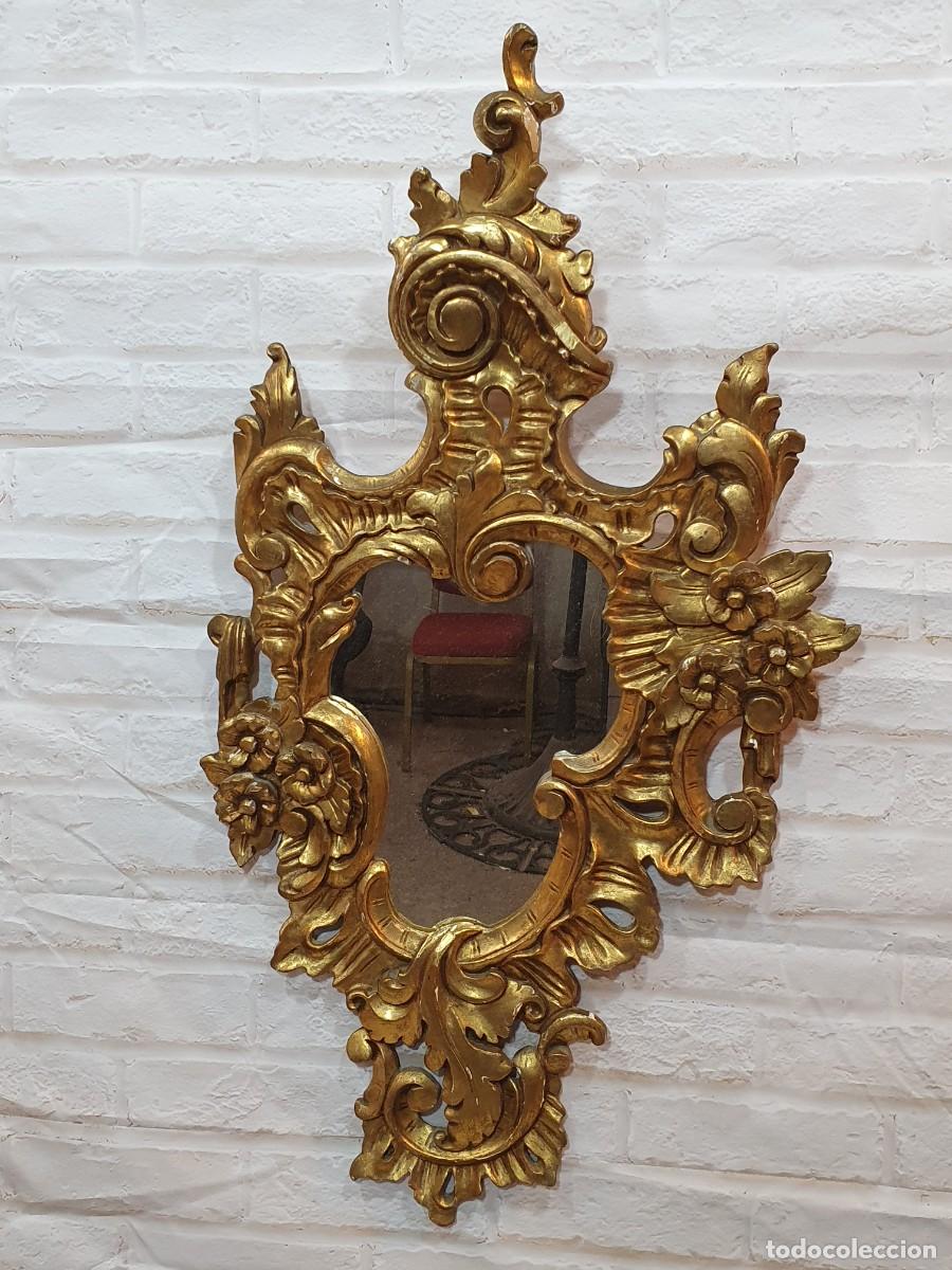 Antig&uuml;edades: Antigua cornucopia talla en madera con pan de oro - Foto 2