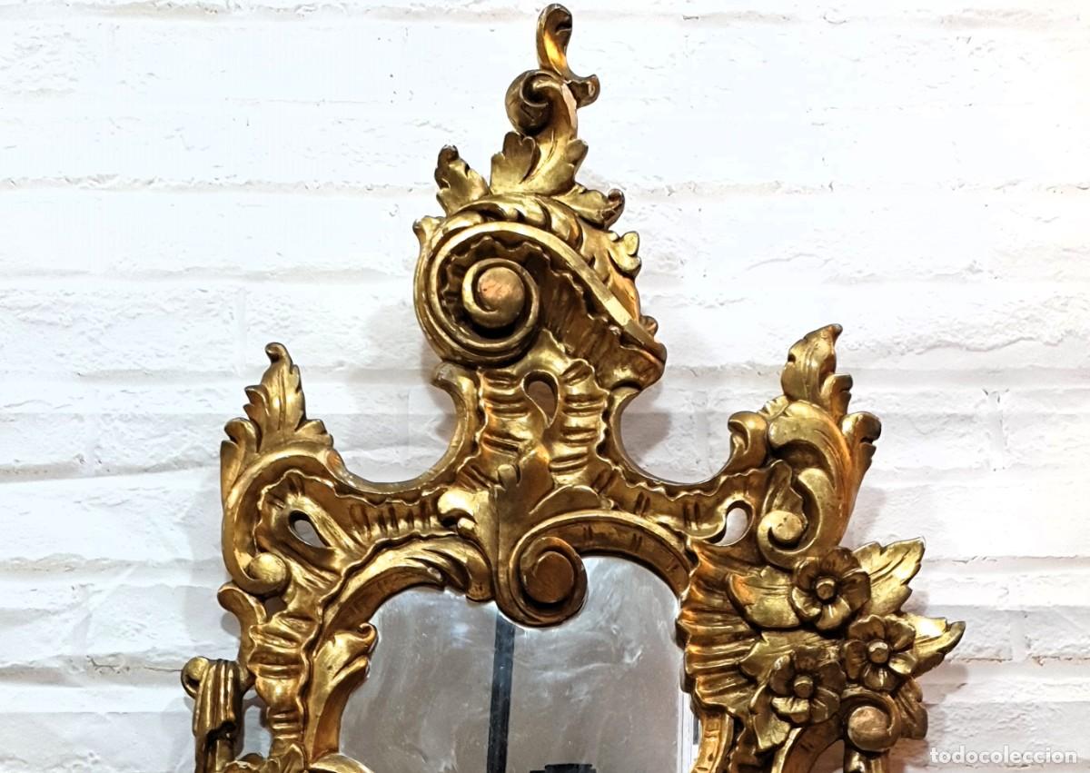 Antig&uuml;edades: Antigua cornucopia talla en madera con pan de oro - Foto 4