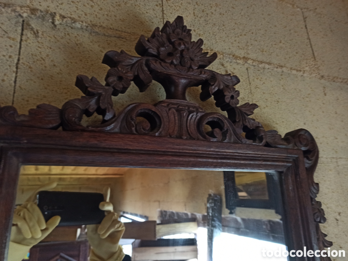 Antig&uuml;edades: Espejo tallado de madera - Foto 2