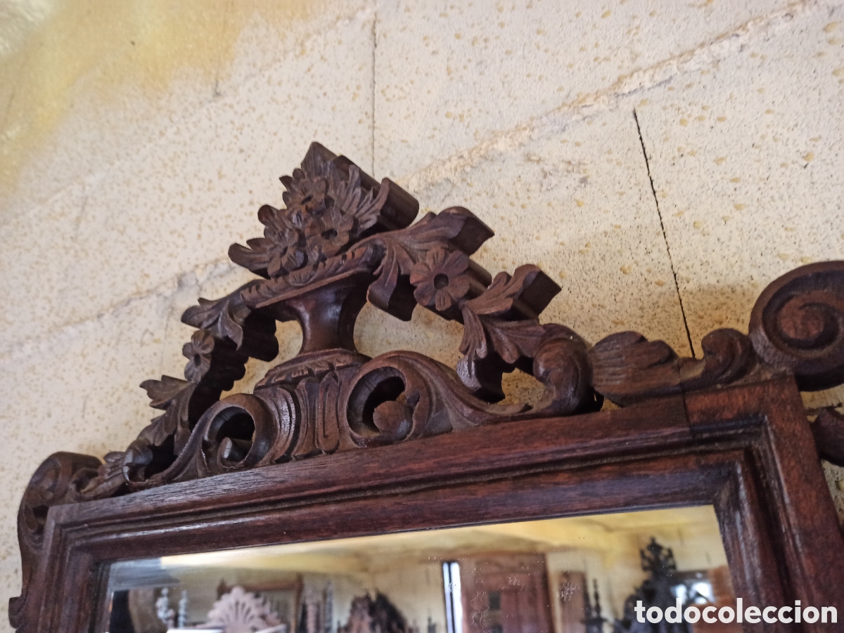 Antig&uuml;edades: Espejo tallado de madera - Foto 3