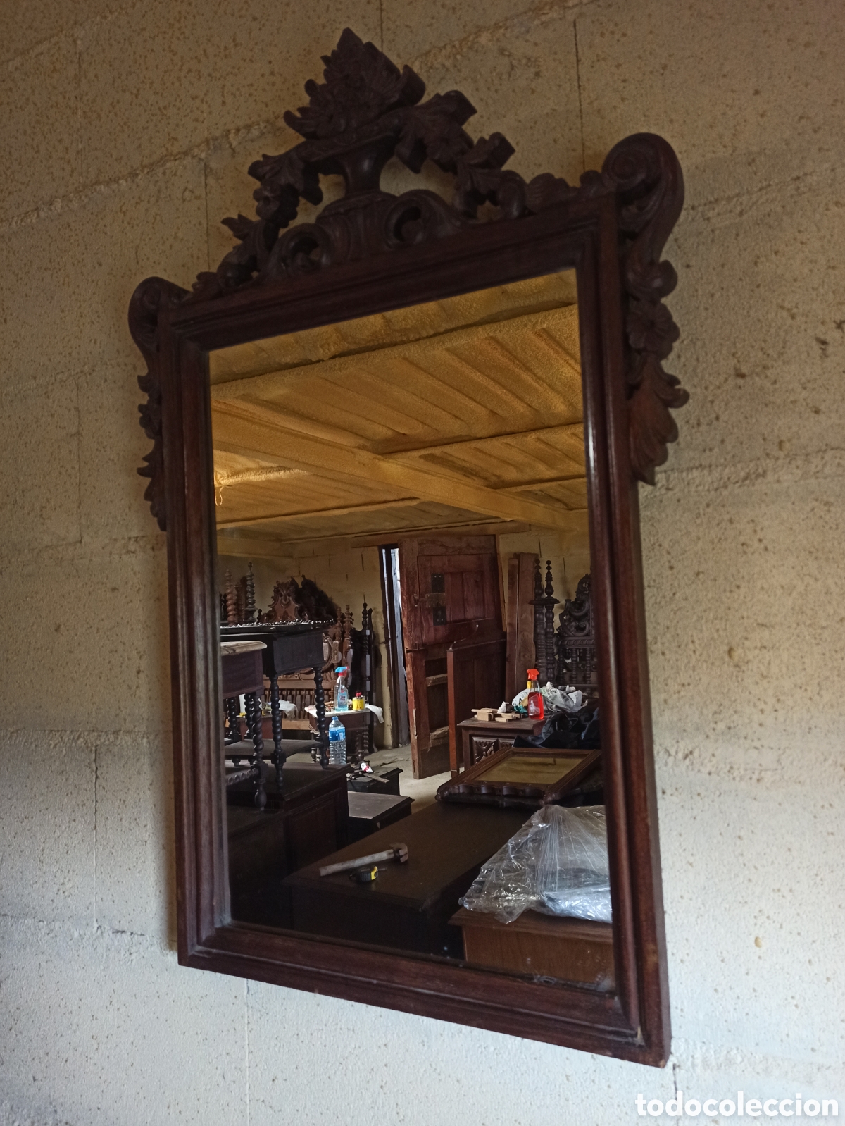 Antig&uuml;edades: Espejo tallado de madera - Foto 4