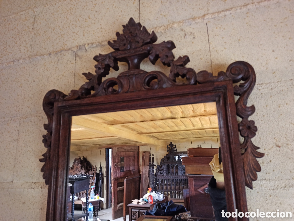 Antig&uuml;edades: Espejo tallado de madera - Foto 5