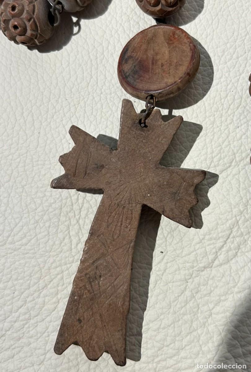 Antig&uuml;edades: ROSARIO DE MADERA CON CRUZ - Foto 3