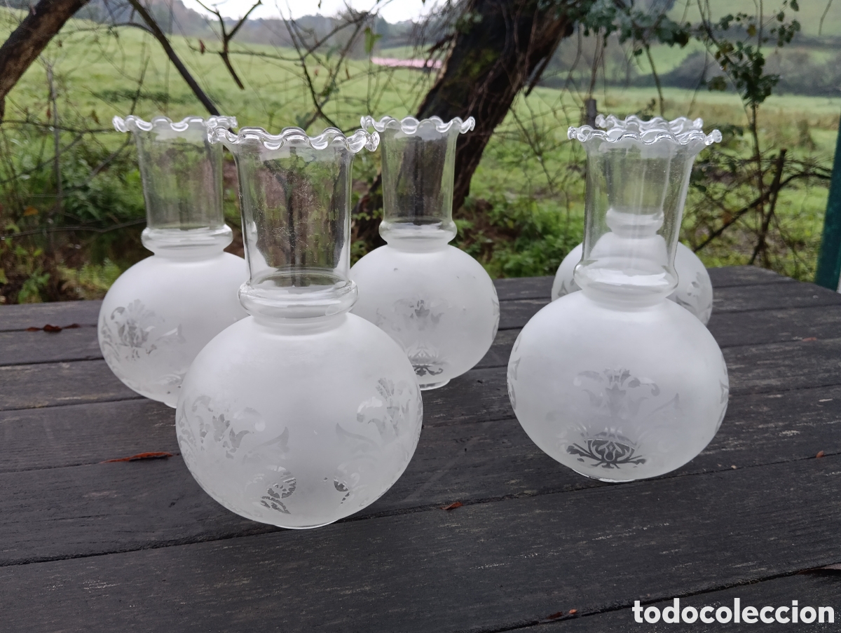 Antig&uuml;edades: TULIPAS LAMPARA TIPO QUINQU&Eacute;. CRISTAL. - Foto 2