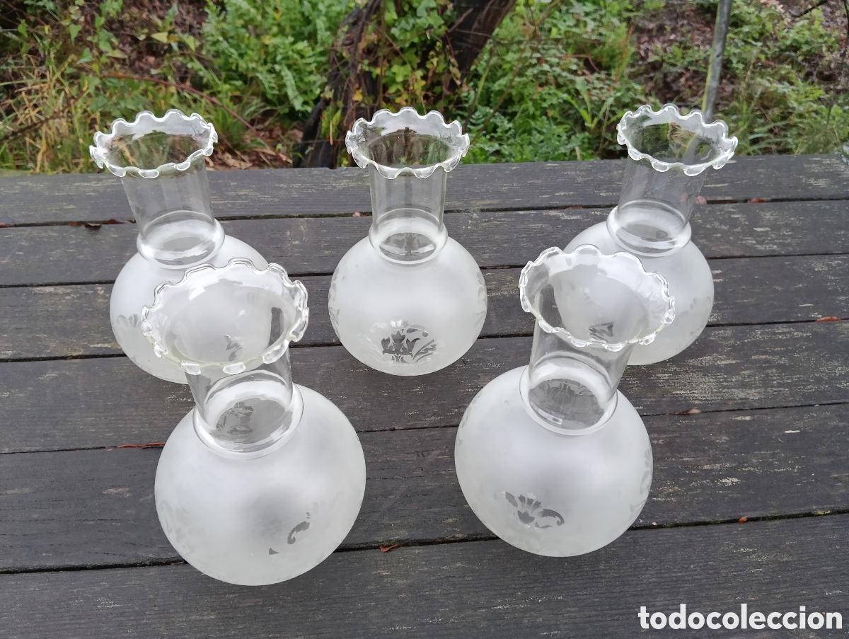 Antig&uuml;edades: TULIPAS LAMPARA TIPO QUINQU&Eacute;. CRISTAL. - Foto 4