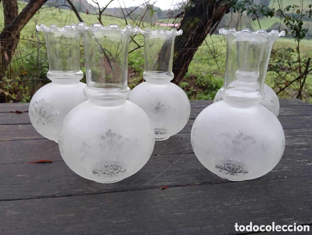 Antig&uuml;edades: TULIPAS LAMPARA TIPO QUINQU&Eacute;. CRISTAL. - Foto 10