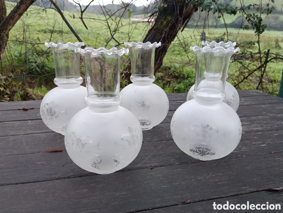 Antig&uuml;edades: TULIPAS LAMPARA TIPO QUINQU&Eacute;. CRISTAL. - Foto 1